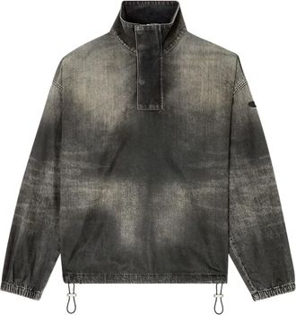 Diesel Camicia denim D-Flow con mezza zip - Nero