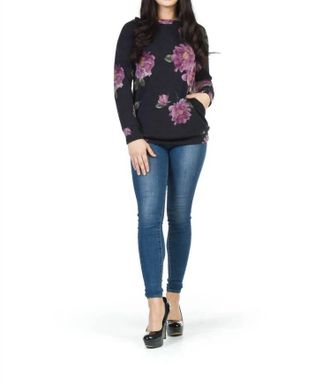 Papillon Floral Sweatshirt In Navy