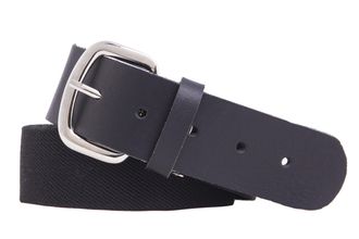 shenky Stretch Belt with Leather Trim - Strong & Elastic - Extra Wide 4cm - Black - 130cm