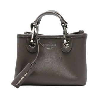 Emporio Armani Borsa tote piccola con manico superiore e placca logo - - Bags - Donna - Grigio - ONE SIZE