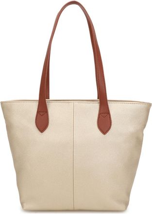 Generic Vegan Leather Tote Bag, Womens Shoulder Bag with Contrast Straps, Satchel 38x28x14 cm (Gold)