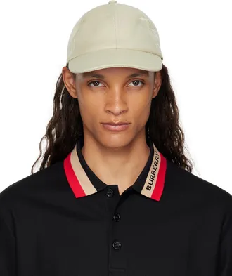 Burberry Womens Baseball Cap Check Pattern With Ekd in Beige