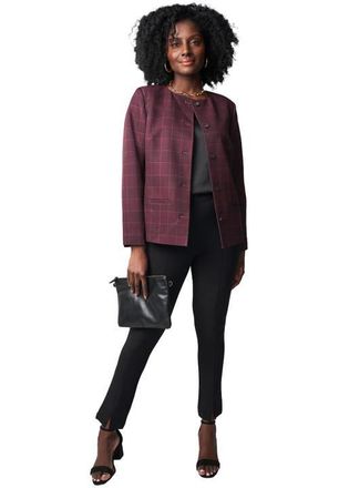 Jessica London Bi-Stretch Lady Jacket in Merlot Plaid at Nordstrom, Size 12