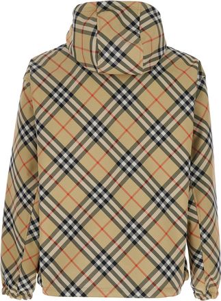 Burberry Mens Reversible Jacket Beige Check Motif Polyester Coat