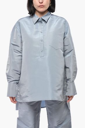 Super Blond Camicia Oversized in Organza di Seta con Taschino Super Blond