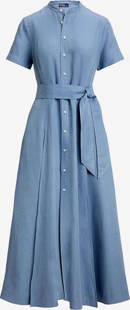 Polo Ralph Lauren A-förmiges Midi-Hemdkleid aus Seidenmix