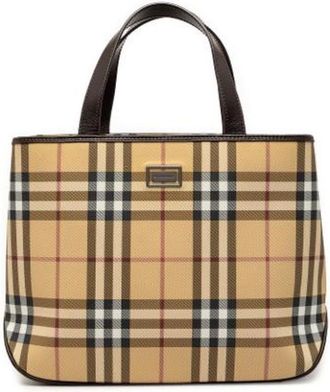 Burberry Pre-owned Handbags, female, Beige, Size: ONE SIZE Pre-owned House Check Tote