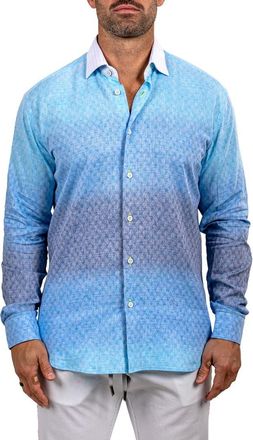 Maceoo Fibonacci Marthy Contemporary Fit Button-Up Shirt in Blue at Nordstrom, Size 4