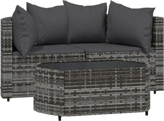 vidaXL Set De Muebles De Jard&iacute;n 3 Pzas Y Cojines Rat&aacute;n Sint&eacute;tico Gris Vidaxl
