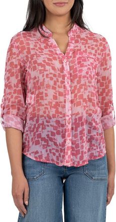 Kut from the Kloth Jasmine Chiffon Button-Up Shirt in Linares Rose Pink at Nordstrom Rack, Size Small
