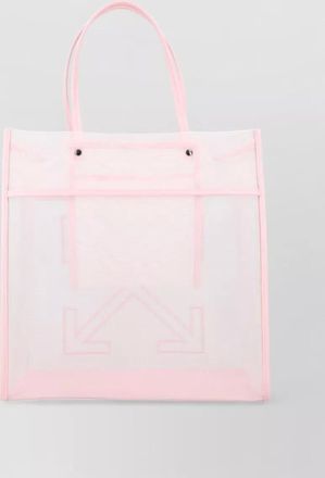 Off-white transparent tote bag featuring dual top handles