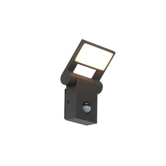 QAZQA Moderno Aplique De Pared Exterior Antracita Con Led Ip54 Con Sensor De Movimiento - Zane Aluminio /pl&aacute;stico Rectangular Incluye Led Max. 1 X 10 Watt -