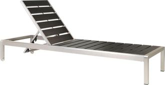 Beliani Beliani - Tumbona De Jard&iacute;n De Metal Negro Plateado Madera Pl&aacute;stica Respaldo Reclinable Nardo