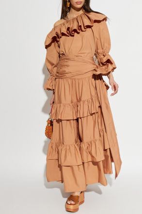 Chlo&eacute; Loose-fit Top With Ruffle, Womens, Brown