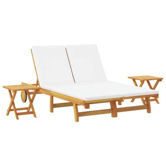vidaXL Tumbona Con Coj&iacute;n Crema Madera De Acacia S&oacute;lida Vidaxl
