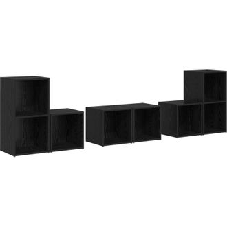 vidaXL Vidaxl - Juego De Muebles De Tv 6 Pcs Roble Negro 37 X 35 X 72 Cm