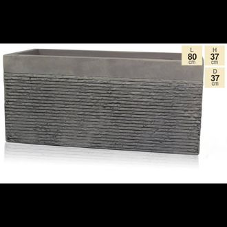 PRIMROSE L80cm Large Light Grey Terracotta Fibre Brick Design Trough Planter