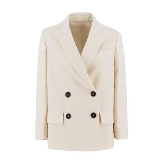 Brunello Cucinelli Dames, Jassen, Wit, Maat: XS Linnen