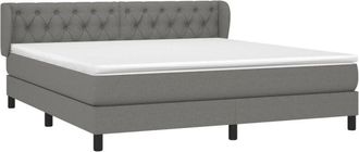 vidaXL Vidaxl - Cama Box Spring Con Colch&oacute;n Tela Gris Oscuro 160x200 Cm