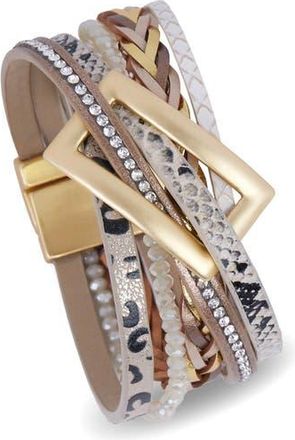 Saachi Embossed Faux Leather Buckle Bracelet in Gold at Nordstrom Rack