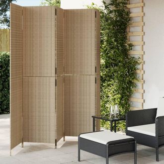 vidaXL Biombo De 5 Paneles Rat&aacute;n Sint&eacute;tico Beige Vidaxl