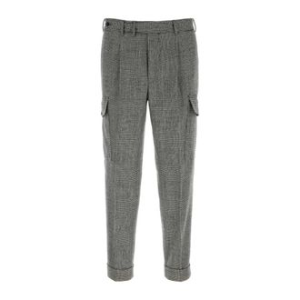 Pantaloni Torino Slim-fit Trousers, male, Gray, Size: M Embroidered Stretch Wool Blend Pant
