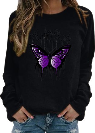 Generic Lightning Deals of The Day Prime Winter Jumpers for Women UK Womens Print O Neck Sweatshirt Round Neck Fit Pullover Tops Casual Long Sleeve Workout Pr