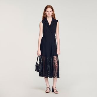 Sandro Lace collar maxi dress