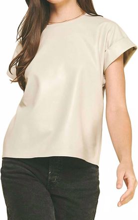 Pinch Design Phoebe Faux Leather Top In Oyster