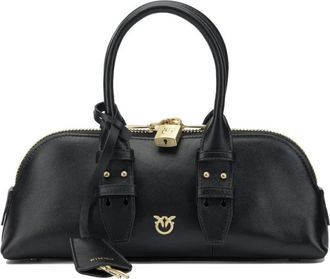 Pinko Leren Handtas met Handvat en Slotdetail - Dames - Handtassen - Zwart - ONE Size - Leer - Tassen