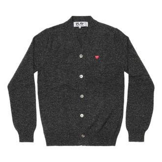 Comme Des Gar&ccedil;ons Cardigan With Small Red Emblem Grey AZ-N080-051-2