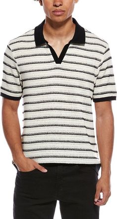 Karl Lagerfeld Karl Lagerfeld Stripe Knit Johnny Collar Shirt
