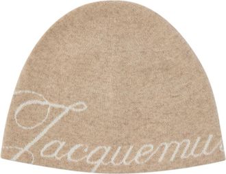 Jacquemus Le Bonnet Atelier Logo-intarsia Wool-blend Beanie - Beige - One Size