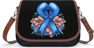 Generic Cancer Awareness Ribbon Boxing Gloves Crossbody Bag Womens Handbag PU Message Bags Shoulder Purse with Adjustable Strap
