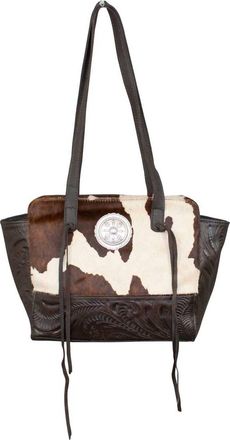 American West Womens Cow Town Zip Top Tote Bag In Multi