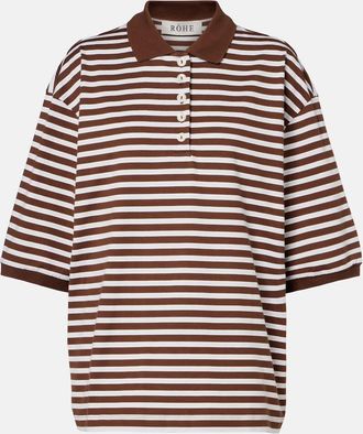 R&oacute;he Striped oversized cotton polo shirt