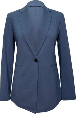 Theory Single-Breasted Blazer in Navy Blue Wool