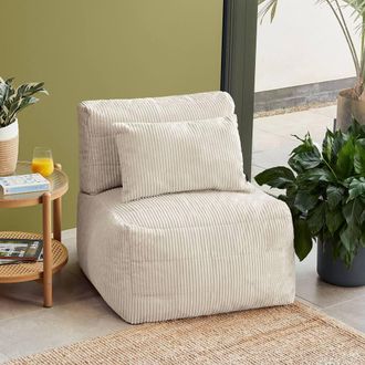 Icon Brand Noa Bean Bag Recliner, Jumbo Cord in Cream