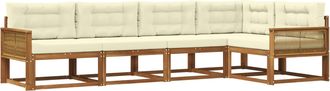 vidaXL Conjunto De Sof&aacute;s De Exterior 5 Uds. Natural Y Crema Vidaxl