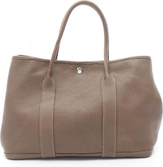 Herm&egrave;s Garden Brown Negonda Leather Handbag Tote Bag (Pre-Owned)