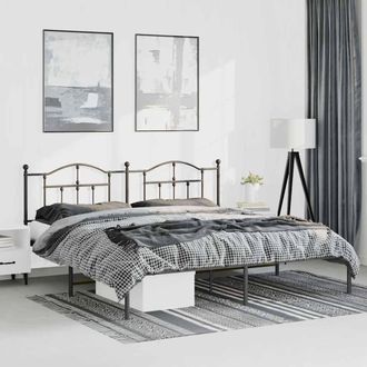 vidaXL Estructura Cama Sin Colch&oacute;n Con Cabecero Metal Negro 193x203 Cm Vidaxl