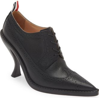 Thom Browne Pointed Toe Wingtip Pump in Black at Nordstrom, Size 11Us