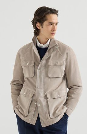 Brunello Cucinelli Suede unlined safari jacket in White at Nordstrom, Size Xxx-Large