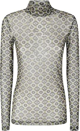 Dries Van Noten Geometric Mesh Top With Glitter Accents