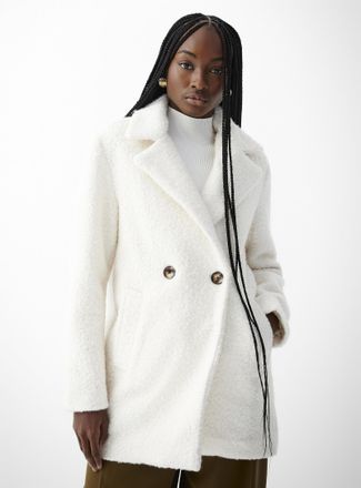 Icone Womens Double-breasted boucl&eacute; overcoat