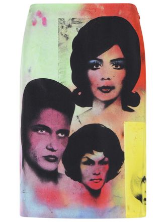 Versace Midi Skirt In Printed Silk Twill