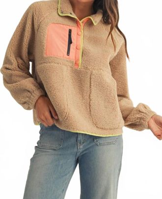 Lovlov Daily Colorblock Button Pullover In Desert Sand