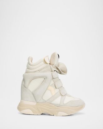 Isabel Marant Balskee Leather and Suede High-Top Wedge Sneakers