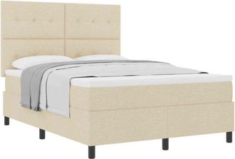 vidaXL Box Spring Bed with Mattress Cream 140 x 190 cm Fabric vidaXL
