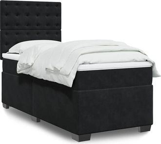 vidaXL Vidaxl - Cama Box Spring Con Colch&oacute;n Cuero Sint&eacute;tico Negro 90x190 Cm